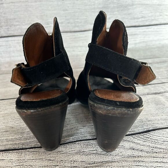 Frye Courtney Slingback black peep toe heeled sandals size 8 B - Picture 9 of 12
